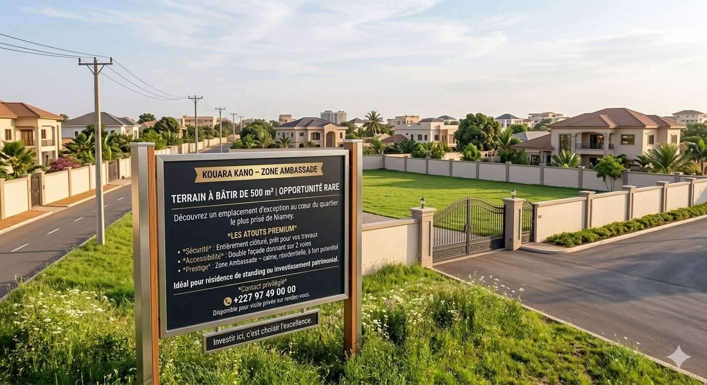 Terrain 500 m² à vendre – Zone des Ambassades, Niamey